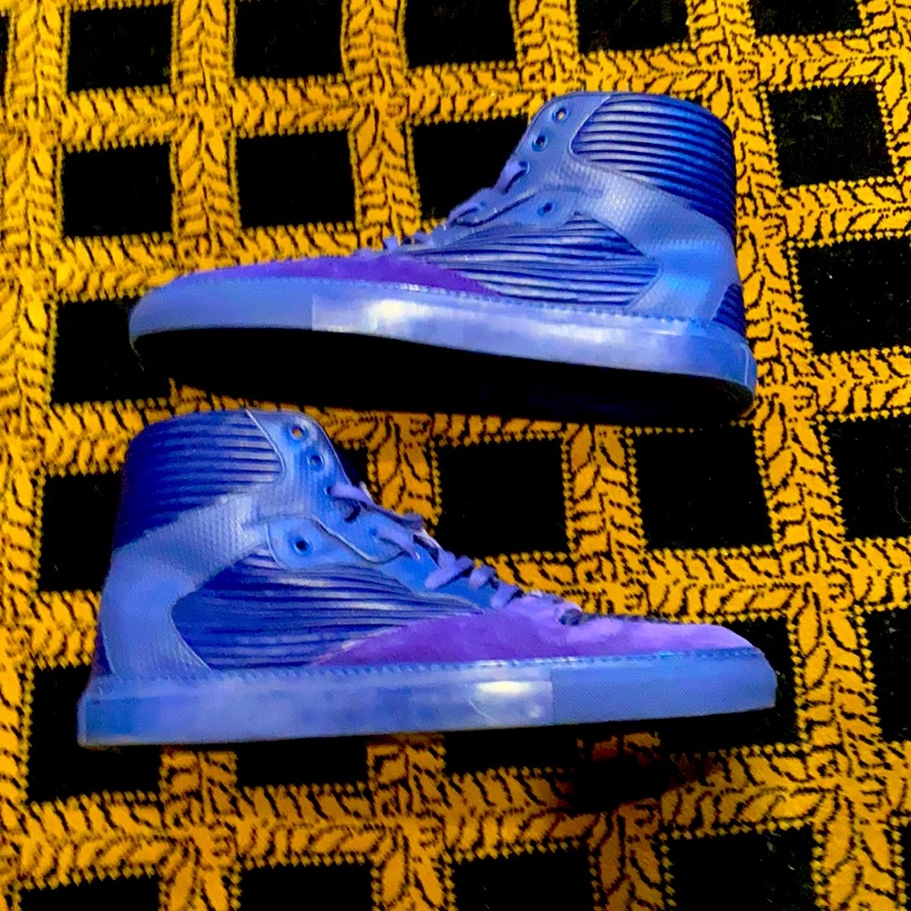 BALENCIAGA Pleated Monochrome Violet High Top Sneakers